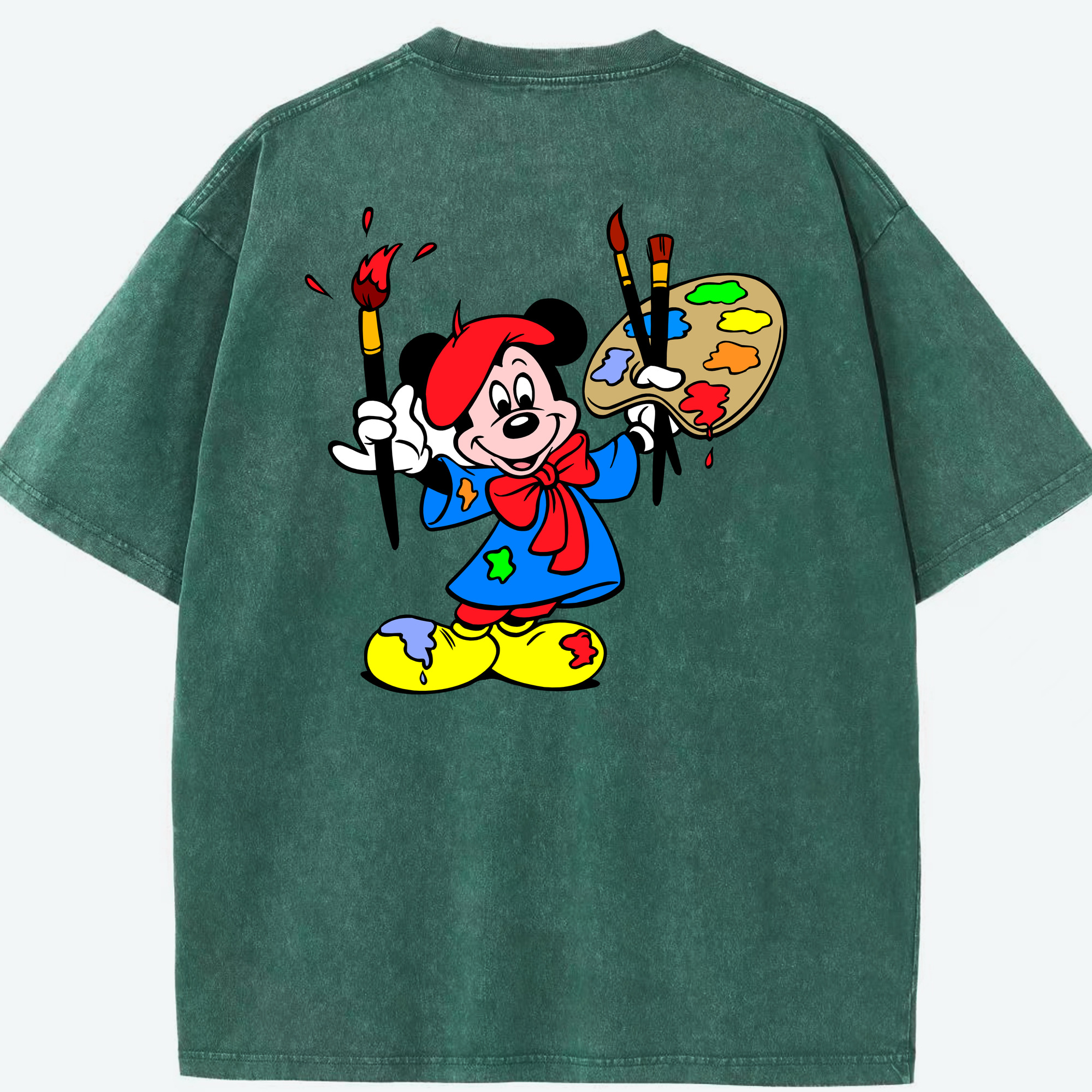 （画像用） ミッキーマウス Mickey Mouse 綿100% ヴィンテージ風 半袖Tシャツ（背面プリント）